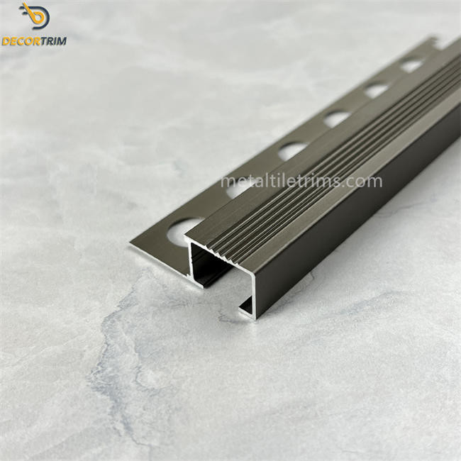 Tile Trim For Tile Brown Aluminum Alloy Stair Nosing Tile Trim Anti Slip Stair Strips