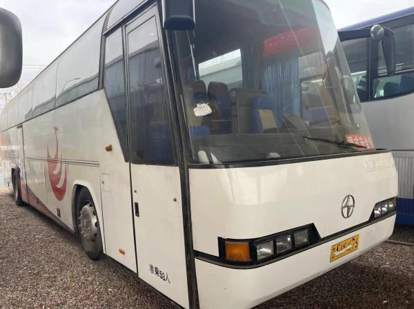 Used Diesel Coaches 53 Seats White Color Single Door 6 Cylinders Engine With A/C