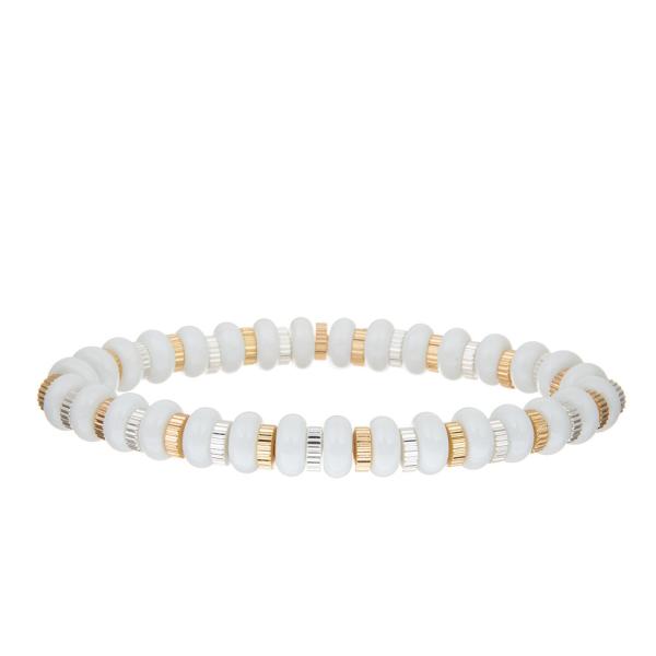Amazonite Beach Gemstone Handmade Pave Beads Bracelets Stretch Multicolor