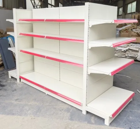 Factory custom color size metal pharmacy shelves white supermarket shelves