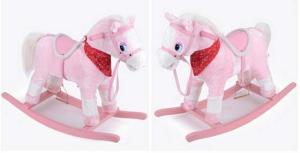 China Pink Rocking Horse With Sound And Moving Mouth and Tail And Led Light Big Size factory