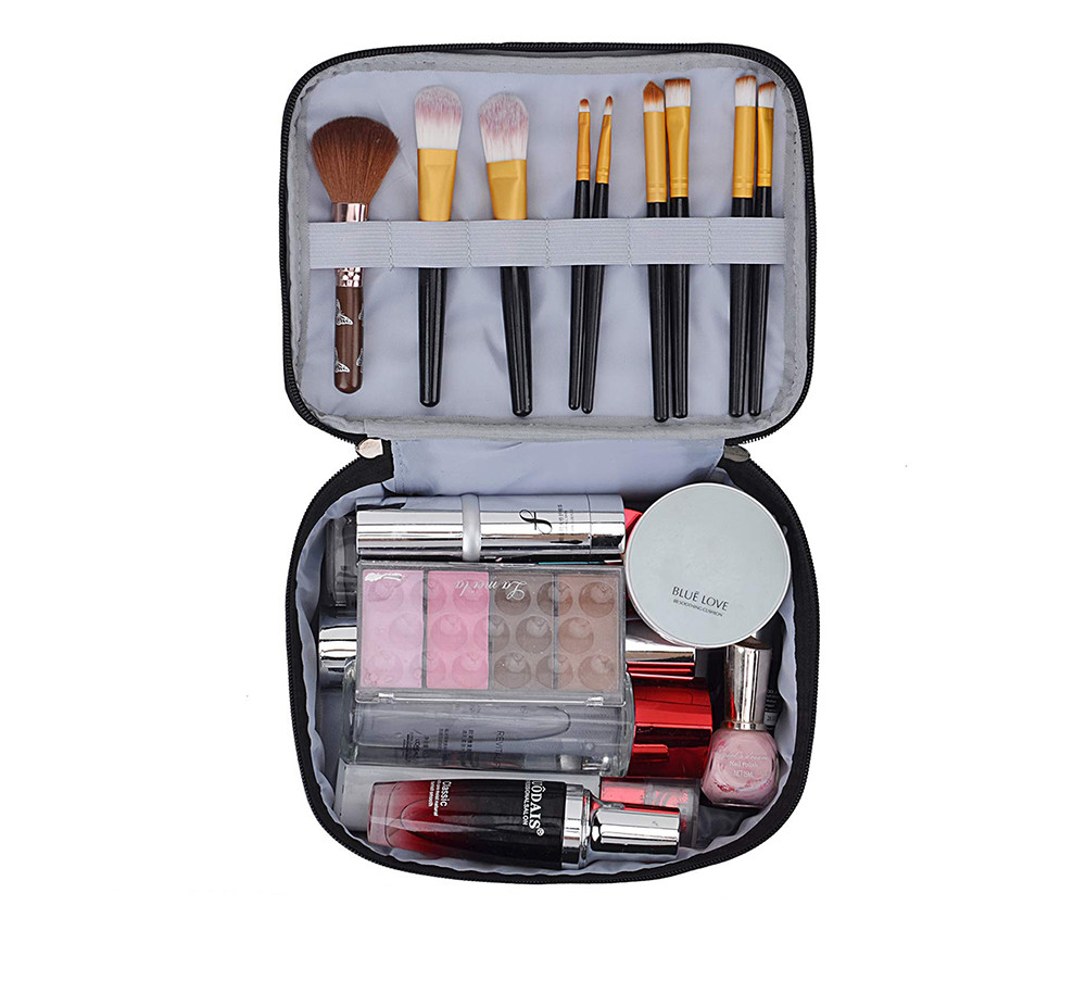 Roomy Double Layer Travel PU Makeup Case For Girls
