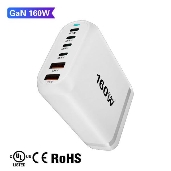 160W 4USB 2USB-C Ports PD Fast Desktop Charger For MacBook And Laptop Power