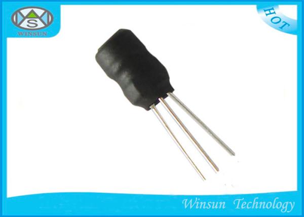 Three Pin Radial Leaded Inductor , Black 0608 Ferrite Drum Core Inductor For
