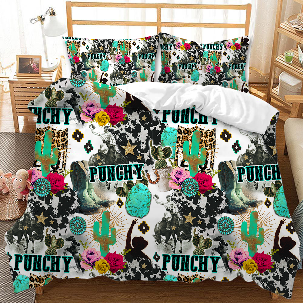 Personalized Sunflower Leopard Print Duvet Sheet Cover Set for Non-Disposable Bedding