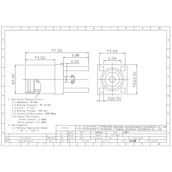 MMCX Female RF Coaxial Connectors And Adapters