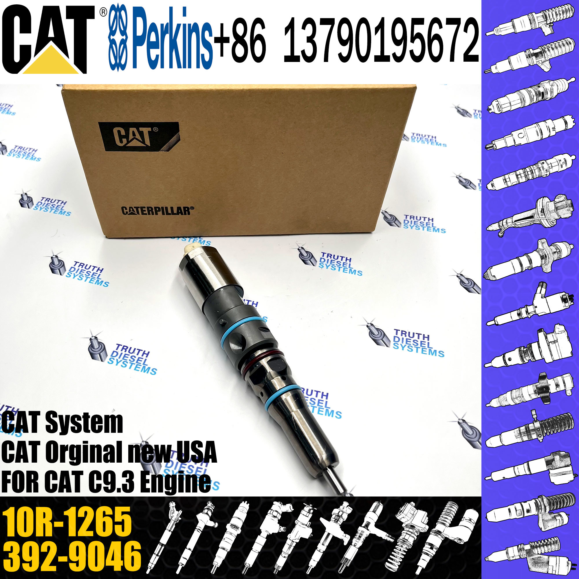 Fuel Injector 10R-1265 392-9046 173-9379 456-3509 138-8756 456-3589 for Caterpillar Caterpillar C9.3