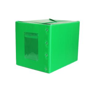 China Green PP Corrugated Plastic Box Cosmetic Turn Over Side Window factory
