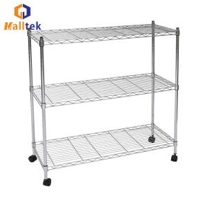 China Customized Chrome Plated 3 Layers Stainless Steel Wire Shelf Adjustable For Kitchen factory