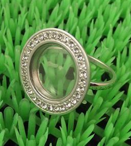 China New Fashion 316L Stainless Steel Floating Charm Memory Living Locket Ring TGLR001 factory