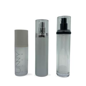 China ABS Empty Skincare 50ml Airless Bottle Round / Straight Shoulder Metallized Surface factory