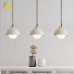 Wabi Sabi Styl Cement Pendant Light Rustic Glass Chandelier For Bedroom / Dining