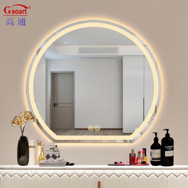 Semi Circle Wall Bevelled Backlit Smart Bath Salon Makeup Sticker Mirror for
