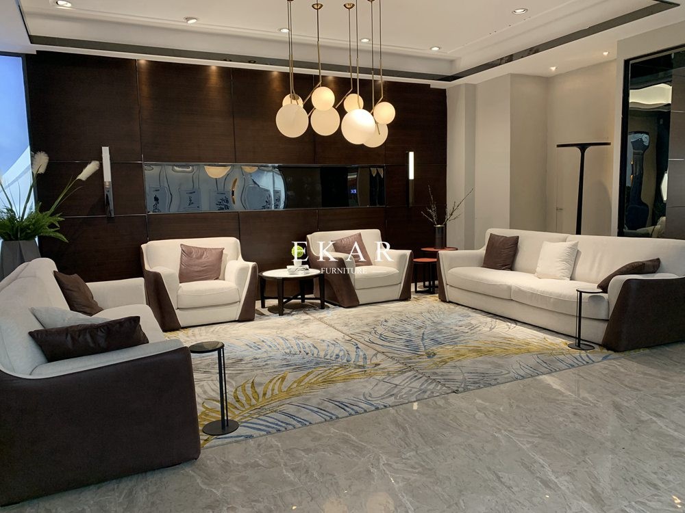 Leather and Fabric 6 Seater Modern Living Room Sofa Set AW-ES17-1733