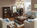 Rubber Wood Home Living room Leisure Amercian Furniture TV wall unit By Floor