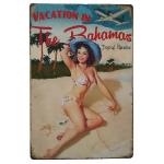 Vintage Sexy Lady Pin Up Girl Painting Tin signs, Metal Plate Art Poster, Wall