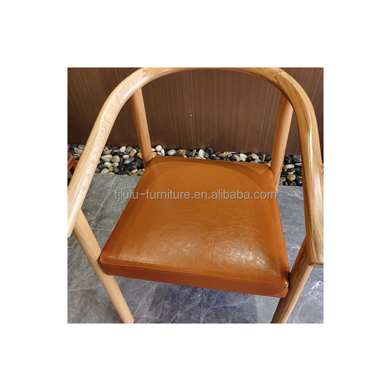 North European Solid Wood PU Leather Pads Dining Chair for Restaurant Customized Design and OEM Service Accepted