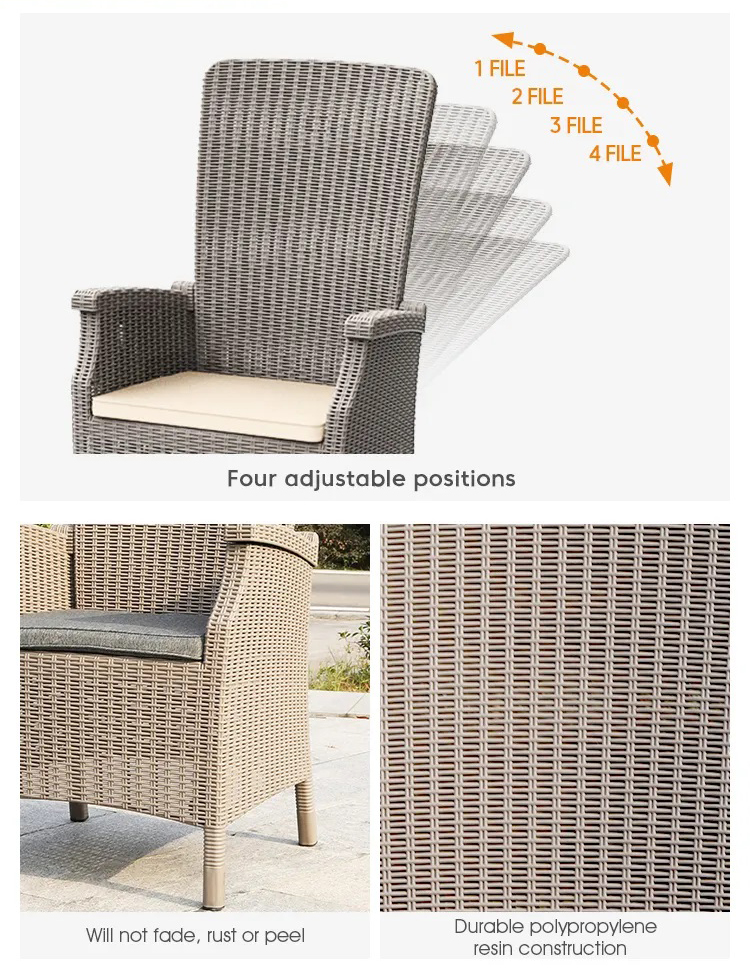 Garden Chair for Outdoor Furniture Plastic High Back Coffee Dining Arm Chair in Patio