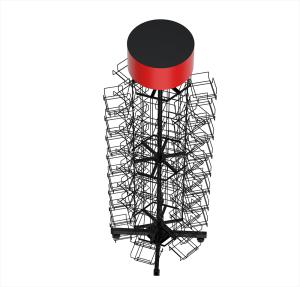 China Rotating Facial Mask Display Rack 6 Faces Vertical Metal Wire Christmas Postcard Display Stands factory