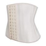 White Short Torso Waist Trainer 9 Boned Latex Steel Boned Waist Training Corset