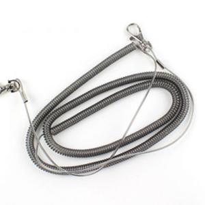 China Transparent black bungeelanyard with snap nickle plated high quality key holders long coil factory