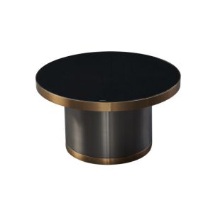 Visually Pleasing Circular Glass Coffee Table , Harmonious Dark Glass Coffee