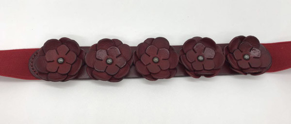 Elastic Women'S Fashion Leather Belts , Flower Type Ladies Elastic Belts