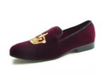 Motif Mens Summer Loafers , Slip On Crown Embroidery Mens Velvet Slippers