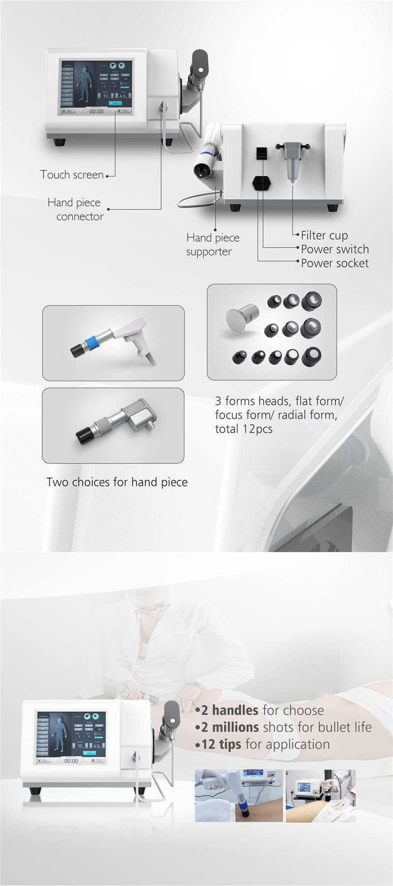 Bone Treatment Pulse Wave Therapy Machine , Shockwave Physiotherapy Machine