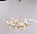 Ceramic Ginkgo Leaf Pendant Chandelier Lights Adjustable Suspended Line