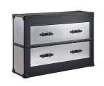 Vintage Leather Aviator End Table Riveted Aluminum Side Table