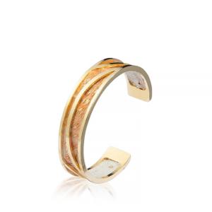 China Gold Plated Metallic Brass Handmade Leather Cuffs 13mm width factory