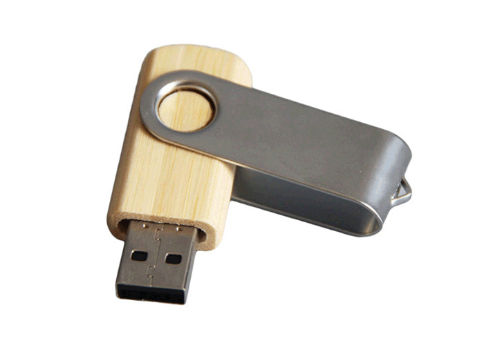 Swivel Wooden Memory Stick , Color Printing Logo Wood Usb Flash Drive
