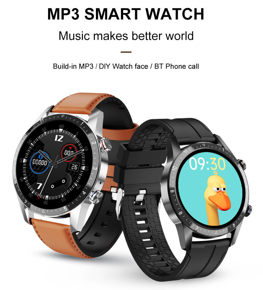 Music Play Round Smartwatch BT Phone Call DIY Watchface For Man