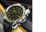 Chronograph Mens Stainless Steel Watches Leather Strap 50m Water Resistant