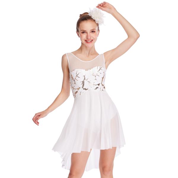 MiDee Lyrical Ballet Dance Costume Dresses Tank Top Illusion Sweetheart Sequins