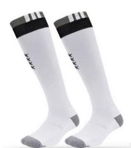 China Custom logo, design knitted cotton football sports socks factory