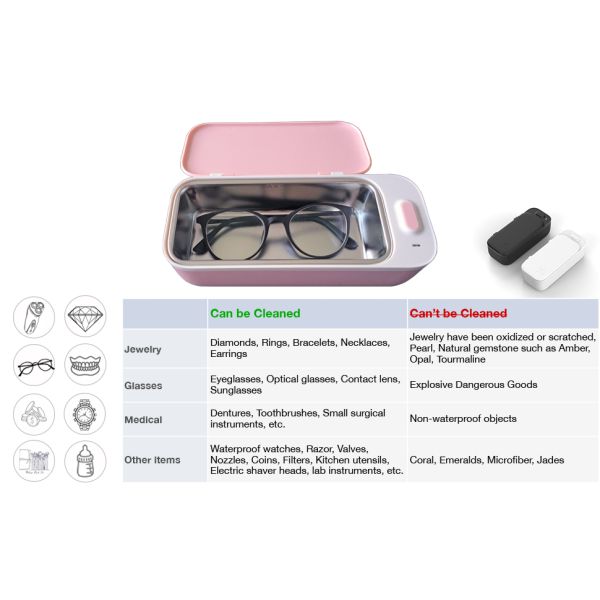 Mini Ultrasonic Cleaner SS Tank 450ml with High Frequency for Household Use Watch Denture Clean