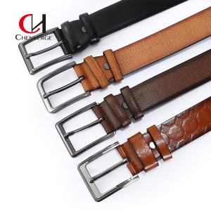 China Custom double check Men'S Business Belt with Zinc Alloy Pin Buckle factory