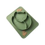 Custom Green Silicone Baby Tray Fox Shape BPA Free Silicone Baby Plate