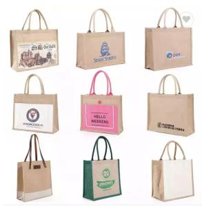 China Silk Screen Plain Shopper Shopping Bag Customized Handmade Gift Beach Hemp Jute Bags factory