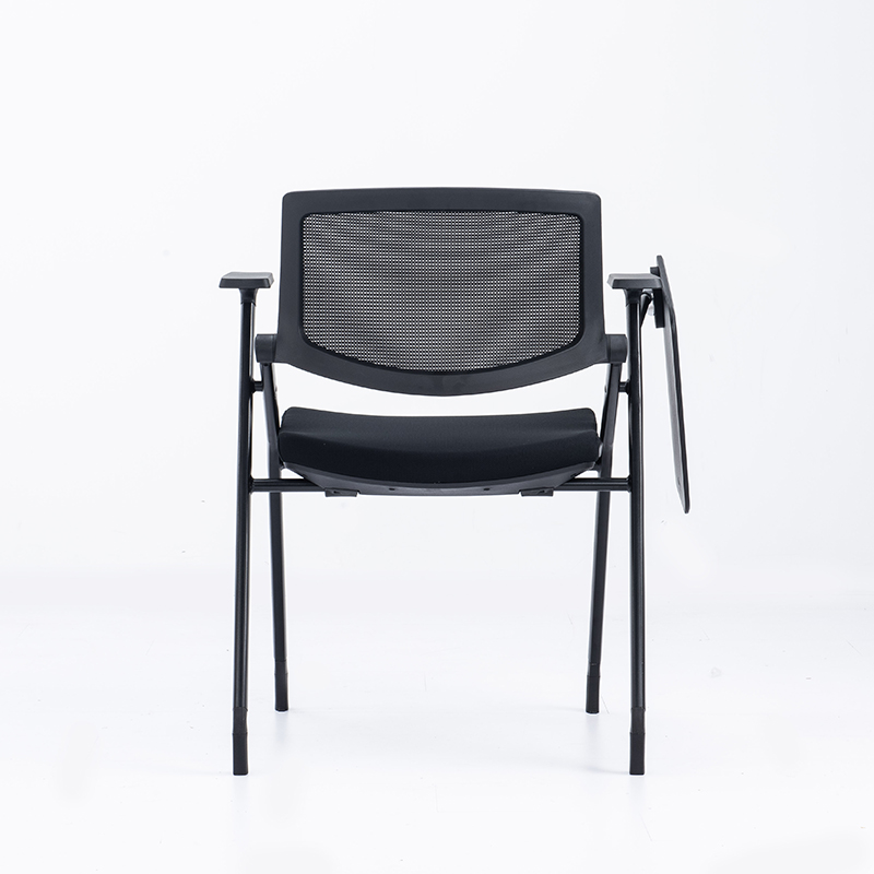 Stainless Steel Stackable Conference Tablet Chair with Fabric Padding and Writing Tablet