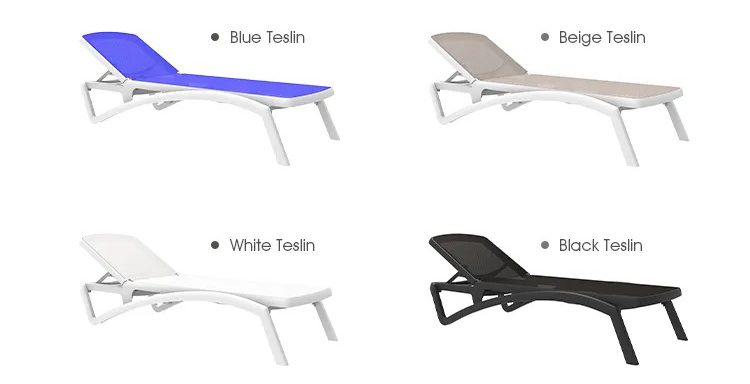 Outdoor Garden Plastic Teslin Stackable Chaise Sun Lounger Chair for Hotel Beach Patio