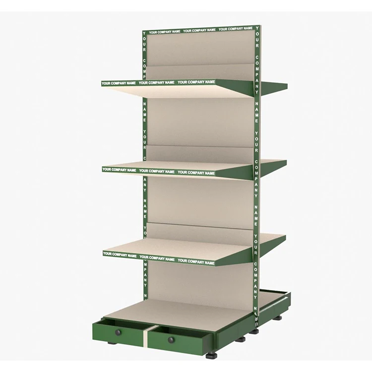 Factory custom color size double-sided supermarket racks wholesale grocery shop racks