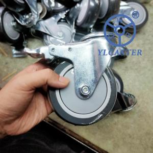 China 4 Inch Lockable Bolt Hole Type Soft TPR Castors Grey Wheel Trolley Casters factory