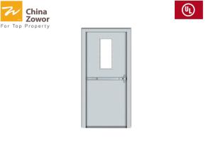 China Powder Coated 1 Hour Fire Rated Metal Door With Glass For Residential Buildings/Max. 3' X 7'/ Yellow Color factory