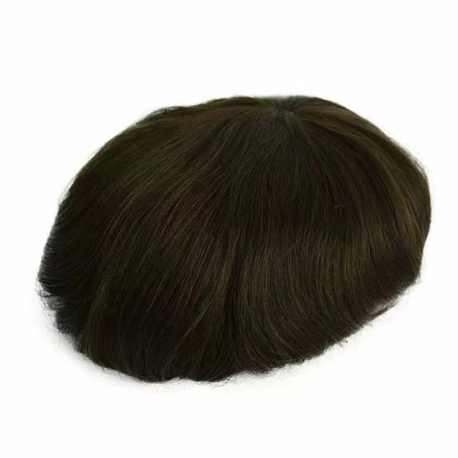 1B Real Mens Toupee Human Hair Fine Mono Prosthesis 6x9 7x10