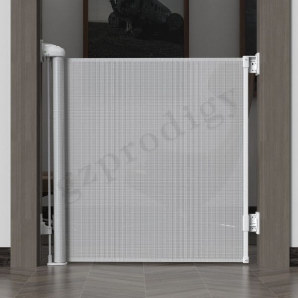 China Double Secure Retractable Baby Gate 55"-118" Super Wide EN1930 factory