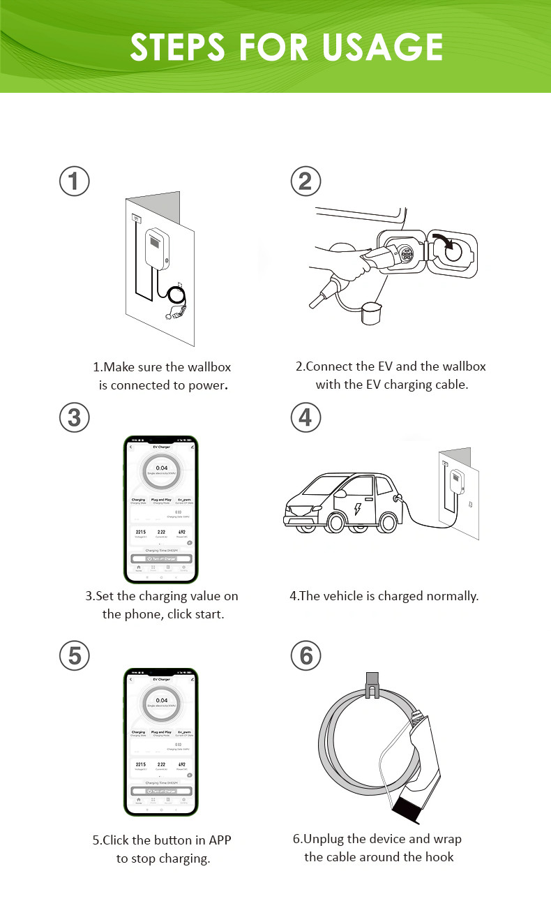 Electric Car Wallbox Charger Pulsar Plus PC body With App ev charger wallbox 7kw earth leakage protection OEM ODM
