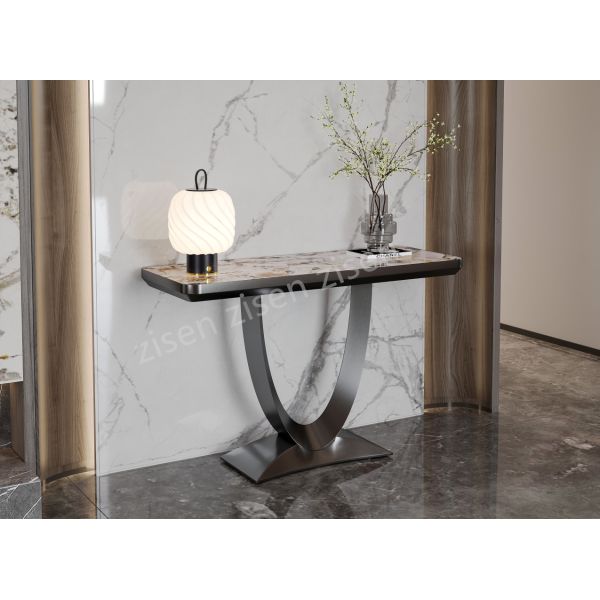 Elegantrectangle Insert Ceramic Marble Console Table Blend Of Elegance And